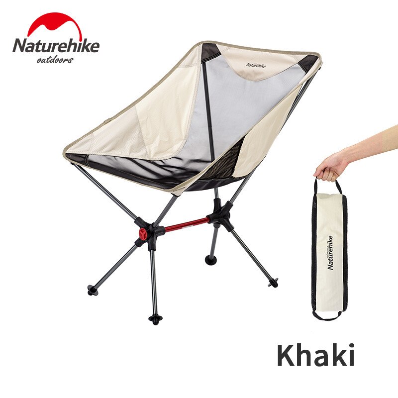 Naturehike 120kg Lagerbier Gewicht Camping Stuhl Ultraleicht Strand Stuhl schnell einstellen hoch Tragbare Angeln Stuhl Doppel X Stabile Halterung: khaki