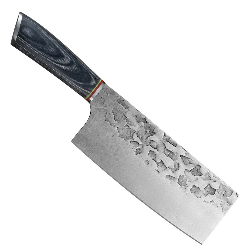 Couteau de Chef forgé Super tranchant, couteau de boucher, couteau de cuisine chinois en acier inoxydable, outils de cuisine avec manche en bois: Gris foncé