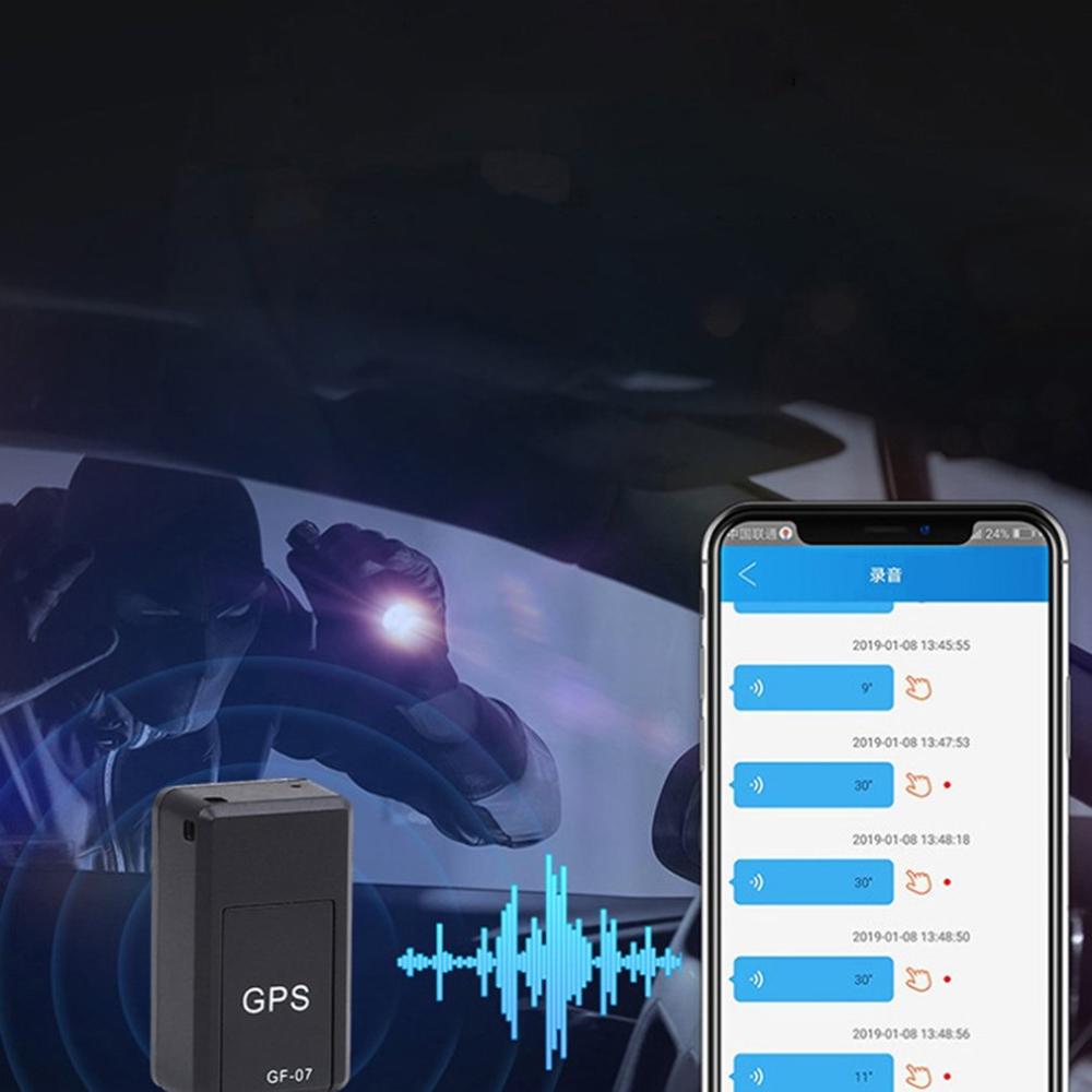 Localizador de GPS para coche GF07 Mini, posicionador magnético mejorado, dispositivo de seguimiento de registro antipérdida, función de adsorción magnética, 400mah, color negro