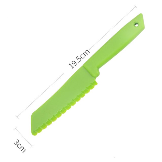 Kid Plastic Kitchen Knife Set Children's Safe Cooking Chef Nylon Knives For Fruit Bread Cake Salad Lettuce Knife: green