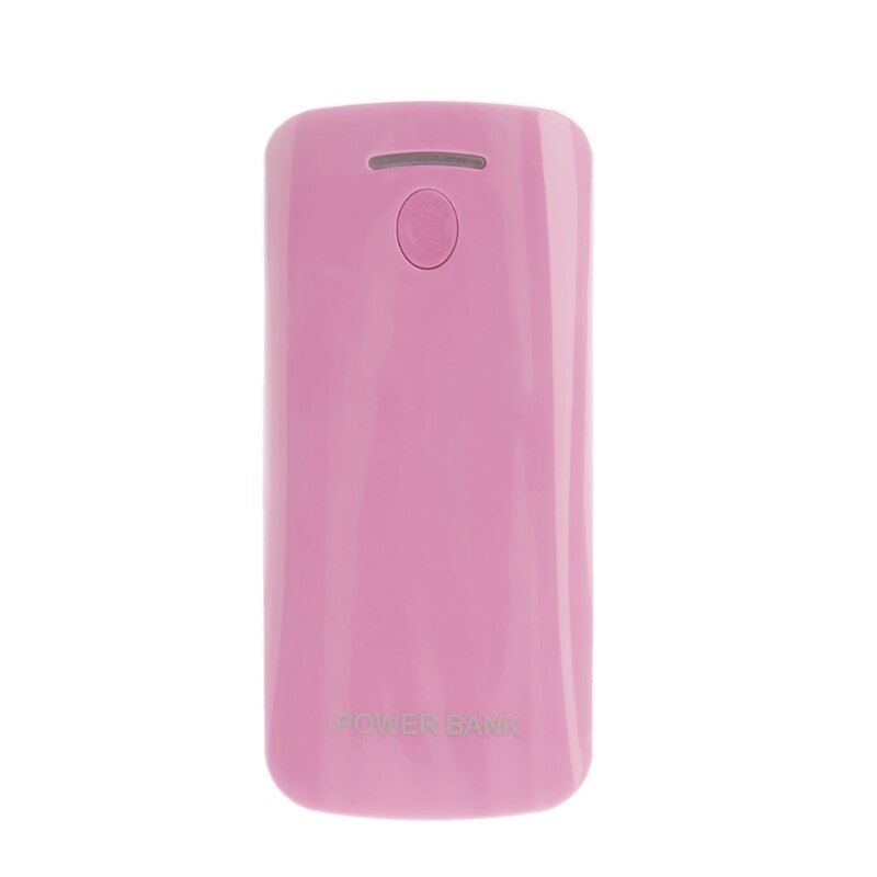 DIY Power Bank Case 2x 18650 Battery Charger External Box With LED Flashlight 37MC: Pink
