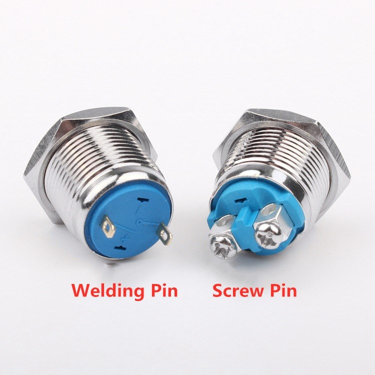 19mm Metal Push Button Switch IP66 Nickel Plated Brass Press Button Self Locking Normal Open High/Flat/Ball Rond Head Momentary