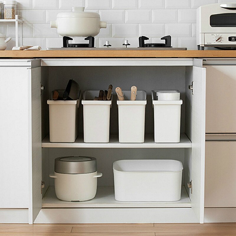 Kitchen Storage Box Container Cupboard Tableware Cookware Storage Box Plastic Spice Rack Cosmetic Sorting Case Home Organization