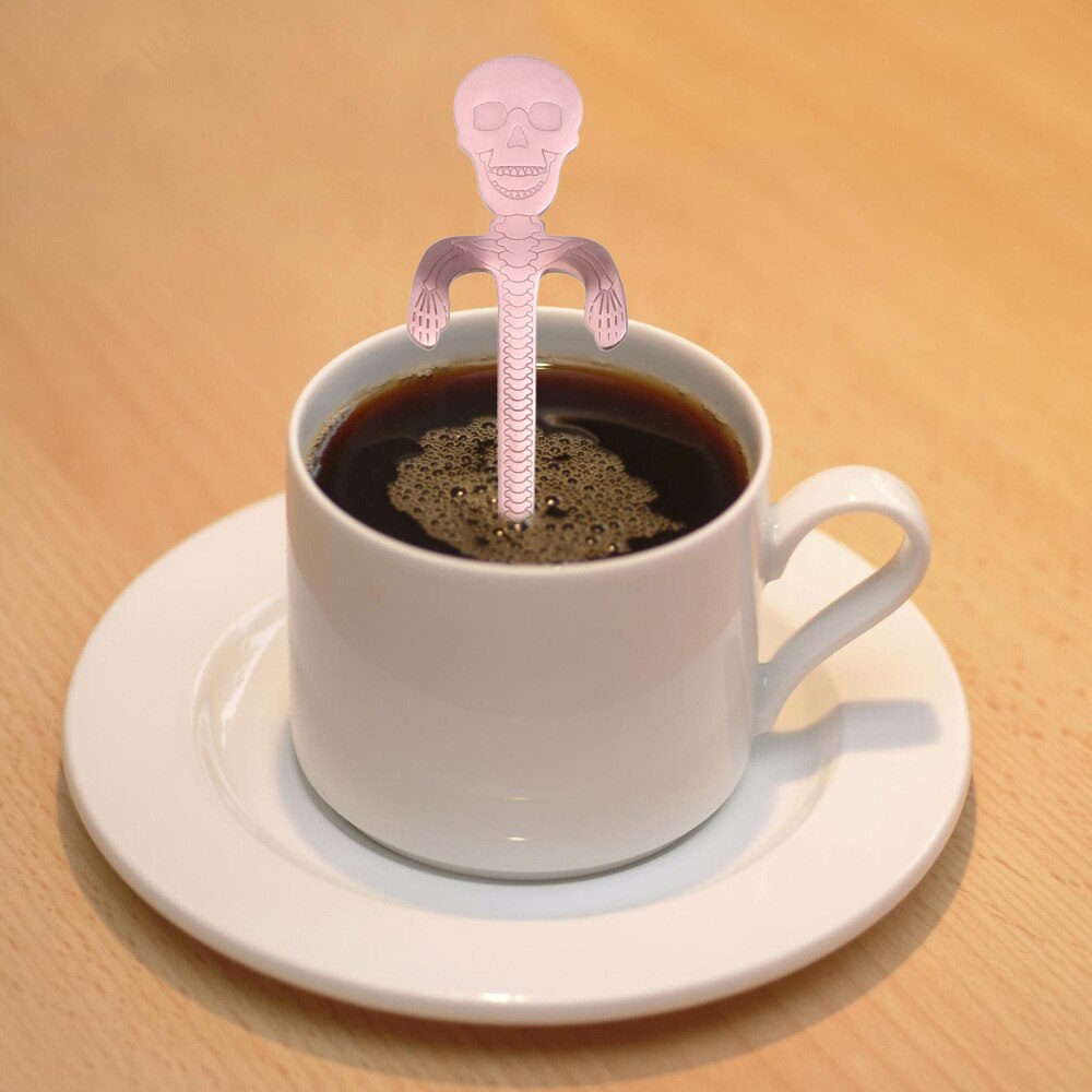 2 Stuks Rvs Koffielepels Schedel Roeren Lepel Creatieve Dessert Lepel