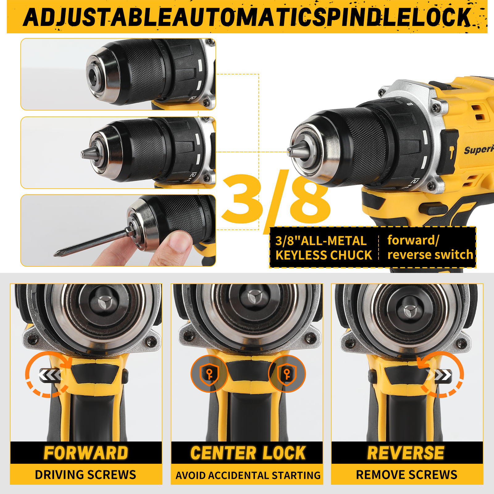 Cordless Drill DCD805 20V Power Tool Brushless Impact Drill Cordless Electric Screwdriver Home DIY For Dewalt 20v Battery Pins