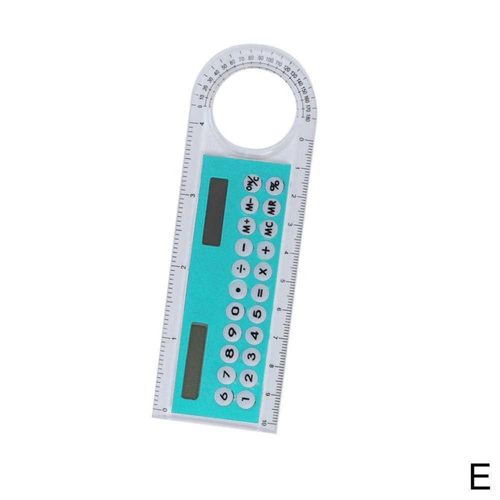 Mini Calculadora con lupa Solar, Calculadora multifunción, 10cm, 5 suministros, regla, oficina, colores ultrafinos, escuela, S0F3, 1 Uds.: E