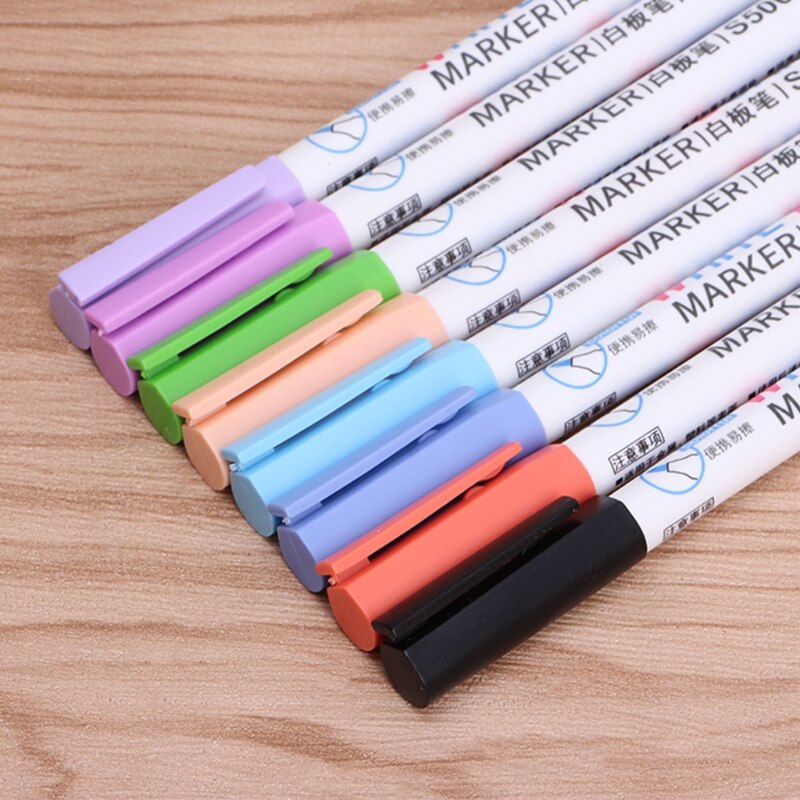 8 Kleuren Wipeable Glas Venster Whiteboard Marker Pen Winkel Auto Decorating Tool