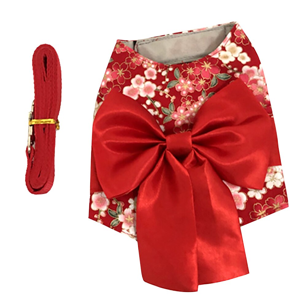 Daily Cat Harness Printed Pet Clothes With Traction Rope Party Kitten Outdoor Walking Japanese Style Soft Apparel Travel