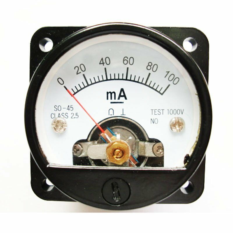 Amperemeter så -45 klasse 2.5 nøjagtighed  dc 0-100ma runde analog panelmåler sort