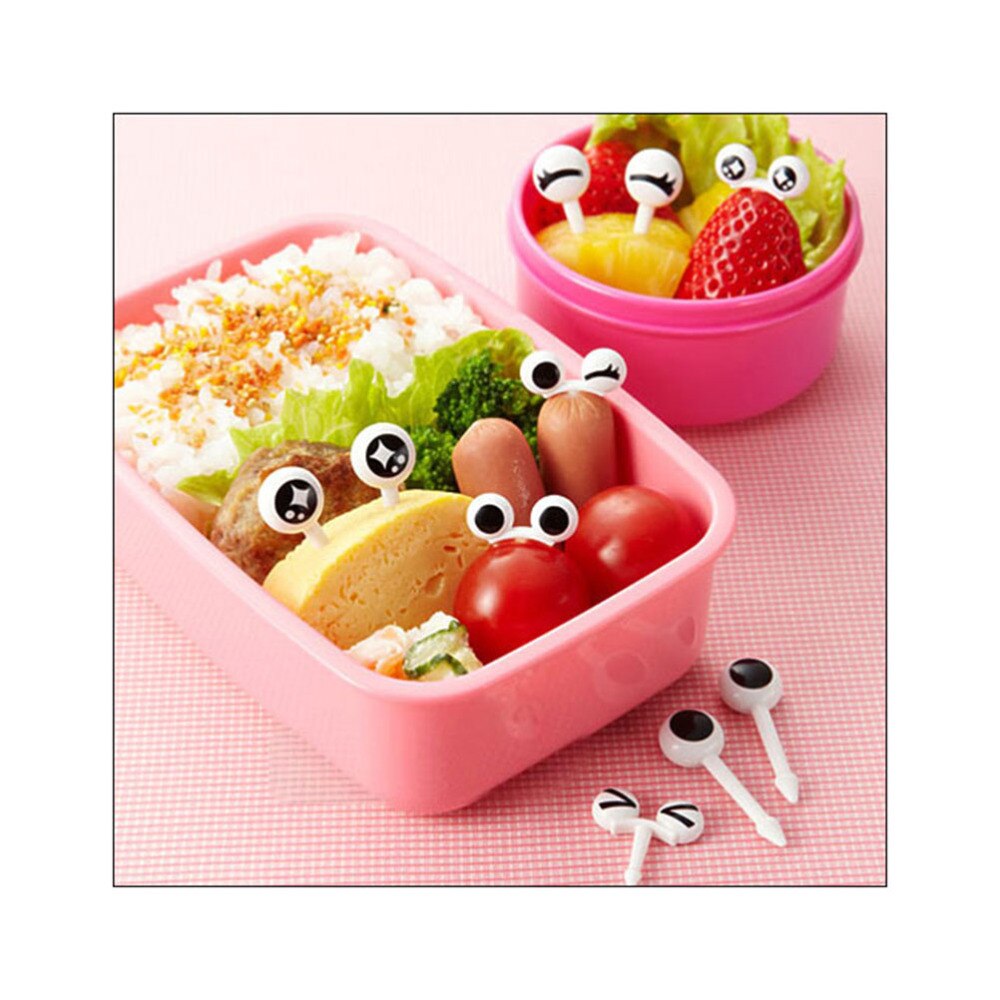 50 Stck sortiert Obst Gabeln Karikatur Mini Augen Niedlich wiederverwendbar Gabel für Sandwich Bento Vorspeise