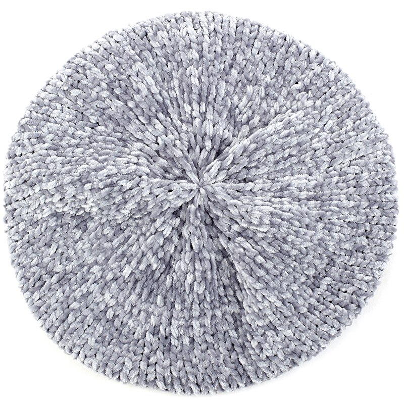 Knitted Wool Hats For Women Lady Winter Berets Spring Casual Warm Hat Female Solid Color Beret Hats Caps: Light gray
