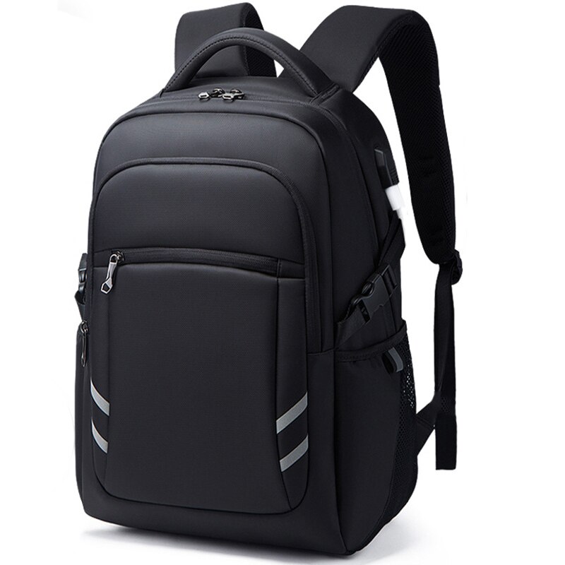 Nancy tino resistente ao desgaste mochila impermeável reflexivo viagem usb business commuter bolsa de computador para homem e mulher: Black