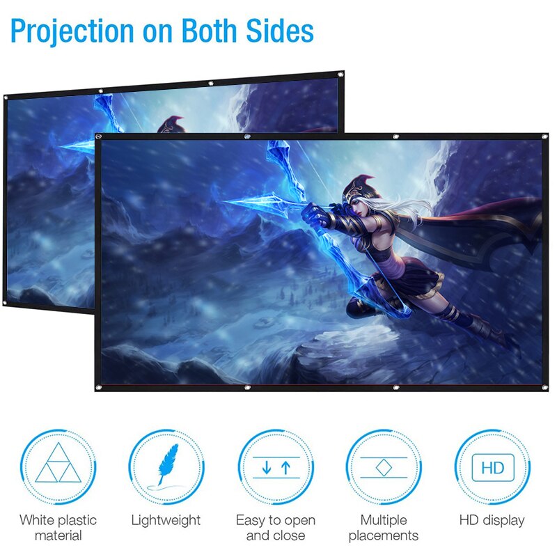 Polyester Spandex, Soft Projector Movie Curtain/16: 9 Projector Screen Projector Screen 100 Inch Home Theater Projection Screen