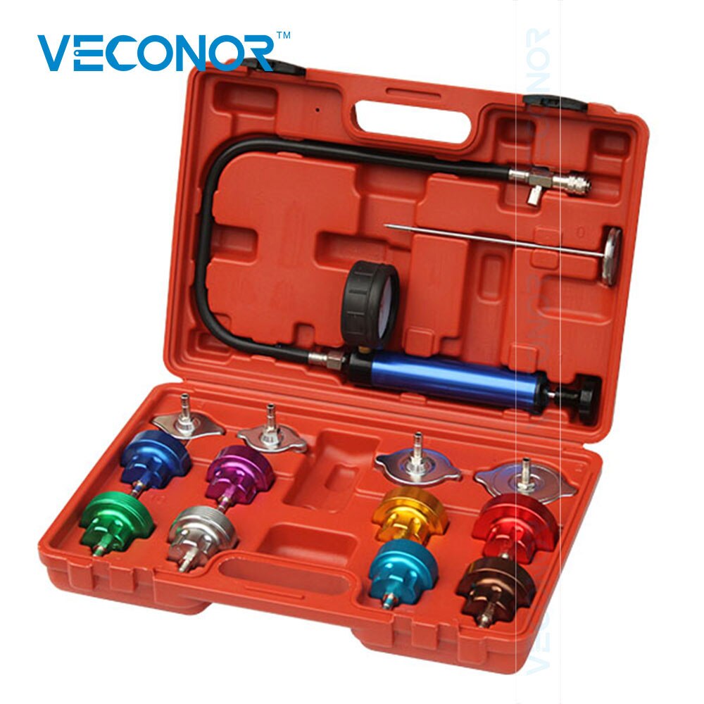 VECONOR-Detector de fugas de tanque de agua automotriz, Kit de herramientas de prueba de presión de radiador, 14 Uds.
