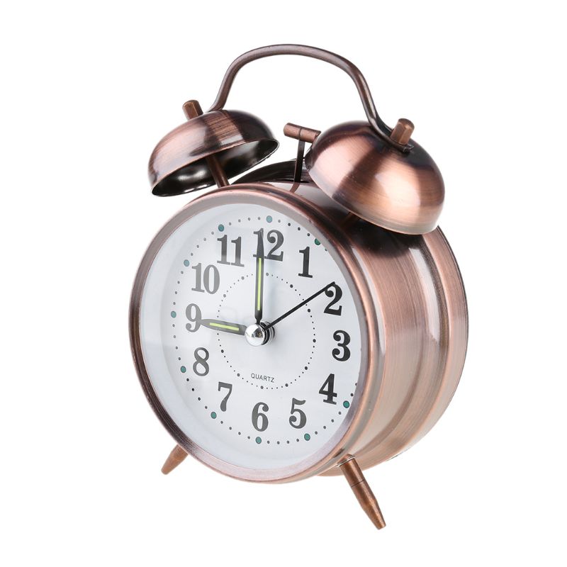 4\ " wekker retro luide dubbele bel mechanische sleutelopwindtimer  qx2e