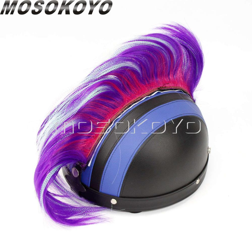 Motorcycle Punk Biker Helmet Mohawk Attached Long Hair Feather Casco Mohawks Sticker Outdoor