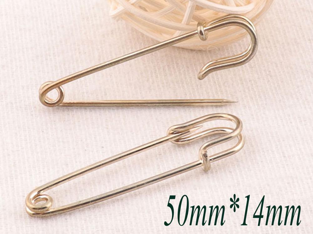 30 PCS Metal Pale Gold Safety Pin,jewelry finding charm pins,Brooch Stitch Markers Brooch Bar Safety Pins Fasteners-2"(50mm)