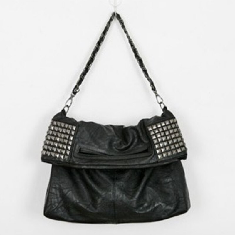 Dames Koreaanse Faux Leer Klinknagel Keten Opvouwbare Schouder Portemonnees En Handtas Cross Body Bag