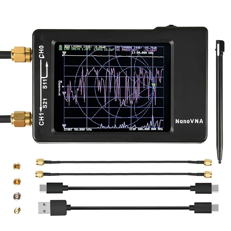 NanoVNA-H Vector Network Analyzer, Portable VNA Antenna Analyzer Kit with 10KHz-1.5GHz, 2.8 Inch LCD Display Touching: Default Title