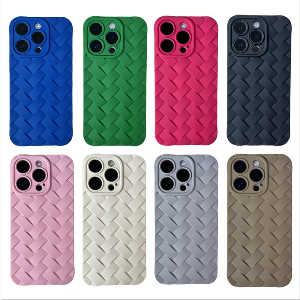 Funda suave de TPU con patrón tejido multicolor para iPhone 15, 14, 13, 12, 11 Pro Max, 14, 15 Plus, funda protectora a prueba de golpes para teléfono