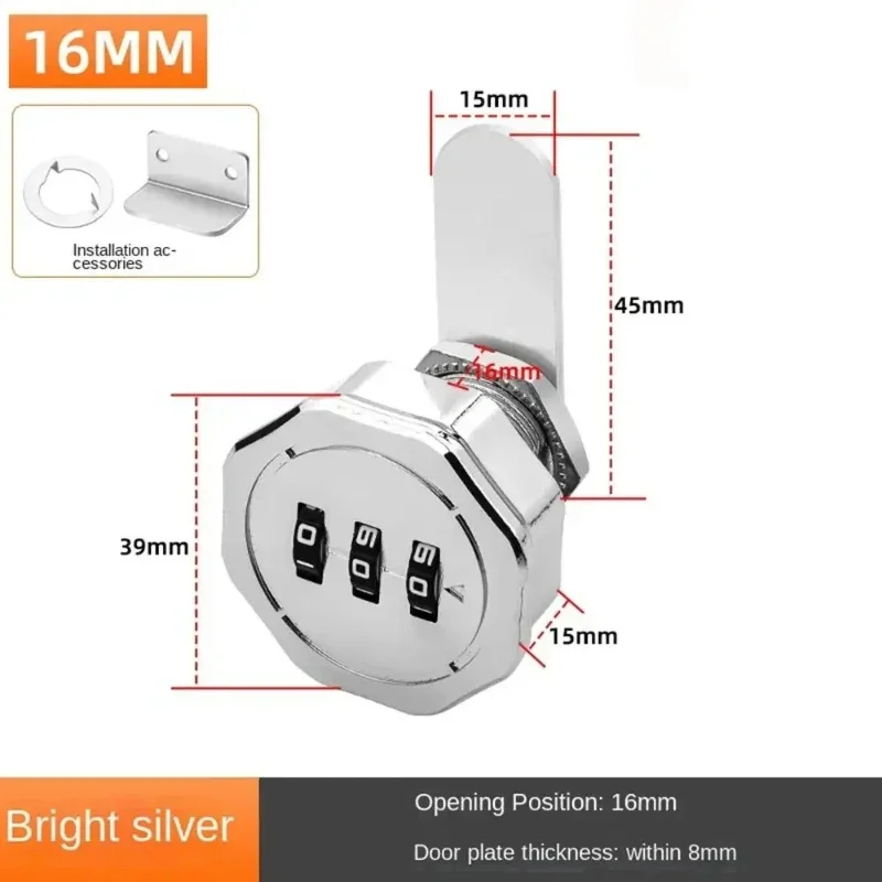 1PCS Password Cabinet Lock Zinc Alloy Password Locks Security Home Automation Cam Lock For Mailbox Cabinet Door 16/30mm: Yellow
