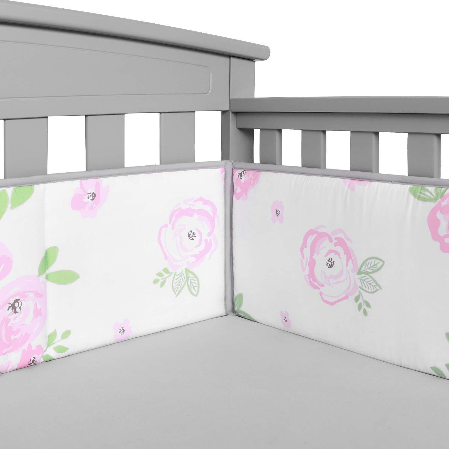 Breathable baby breathable mesh crib liner for mother and baby, 4 panels and protector for cot