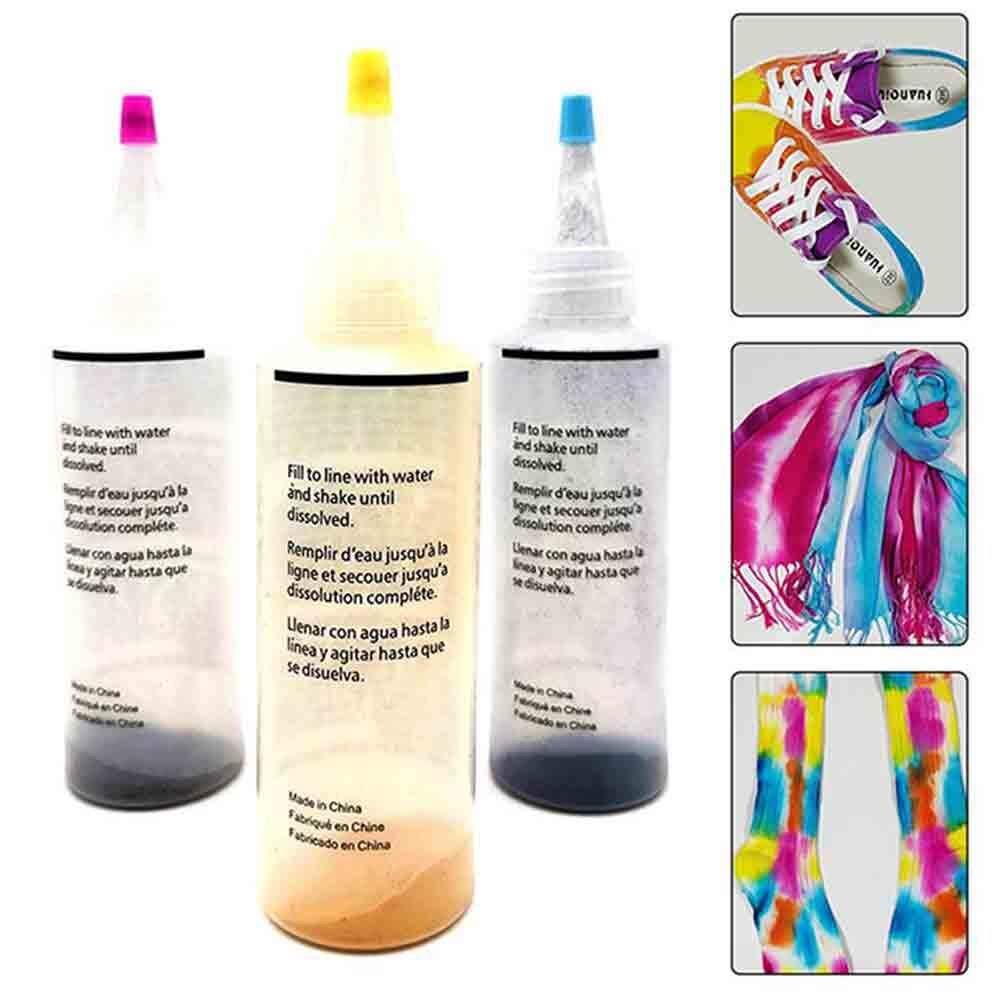3 farver tøj slips farve pigment flaske handsker gummibånd gør-det-selv graffiti kit du behøver ikke at gennemvæde stoffer før du dør,