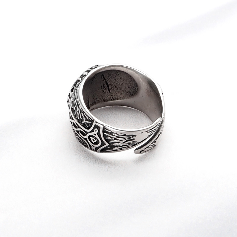 316L Rvs Roer Van Ontzag Runen Ring Viking Talisman Scandinavische Amulet Sieraden