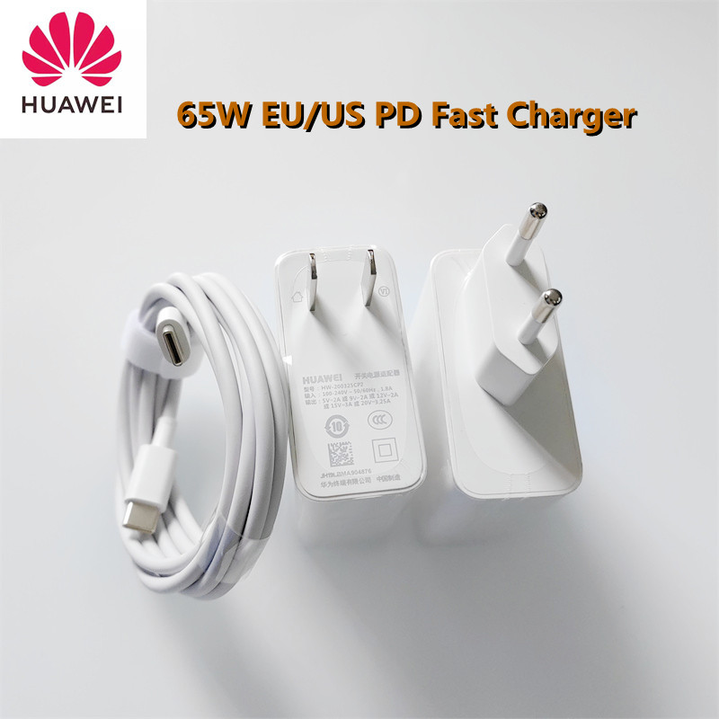 Original huawei matebook 15 14 13 x pro laddare 65w pd snabbladdning eu/us nätadapter 1.8m usb typ c-kabel för magic  d14 d15