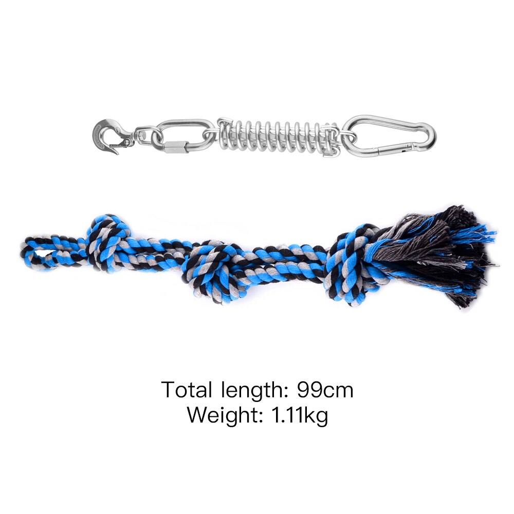 Durable Pet Dog Toys Stainless Steel Spring Pole Puppy Rope Toys Backyard Outdoor Hanging Exercise Rope Pull Tug Of War Toy