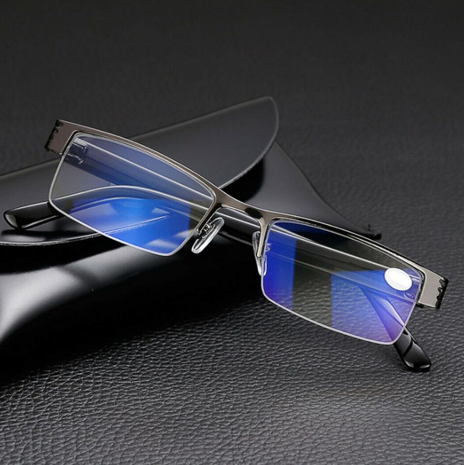 Mænds forretnings læsebriller metal halvramme briller til læsning hane retro briller diopter 1.0 1.5 2.0 2.5 3.0 3.5 4.0