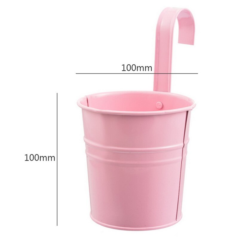 10 Kleuren Opknoping Bloempotten Haak Muur Potten Tuin Potten Balkon Plantenbakken Metalen Emmer Bloem Houders Home Decor: pink