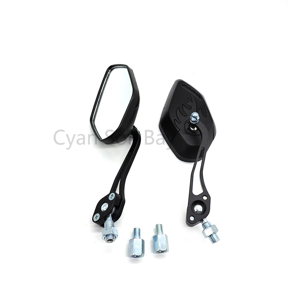 9 colores plano espejo 8mm 10mm tornillos Universal espejo retrovisor de motocicleta aleación de aluminio varilla + carcasa de plástico: Black