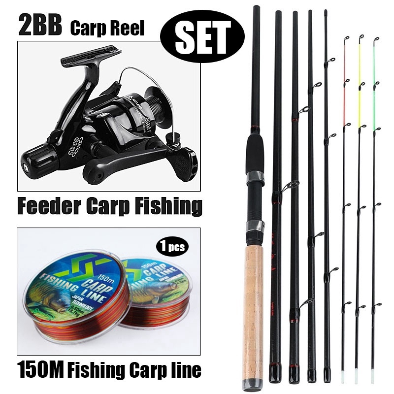 Sougayilang Carp Fishing Rod Reel Set 3M Spinning Fishing Feeder Rod and 2BB Carp Fishing Reels Rod 150m Line Fishing Combo