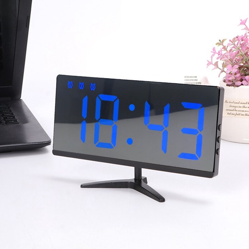 Digital Led Alarm Clock Mirror Usb Charging Port Multifunction Large Lcd Sn Table Clock