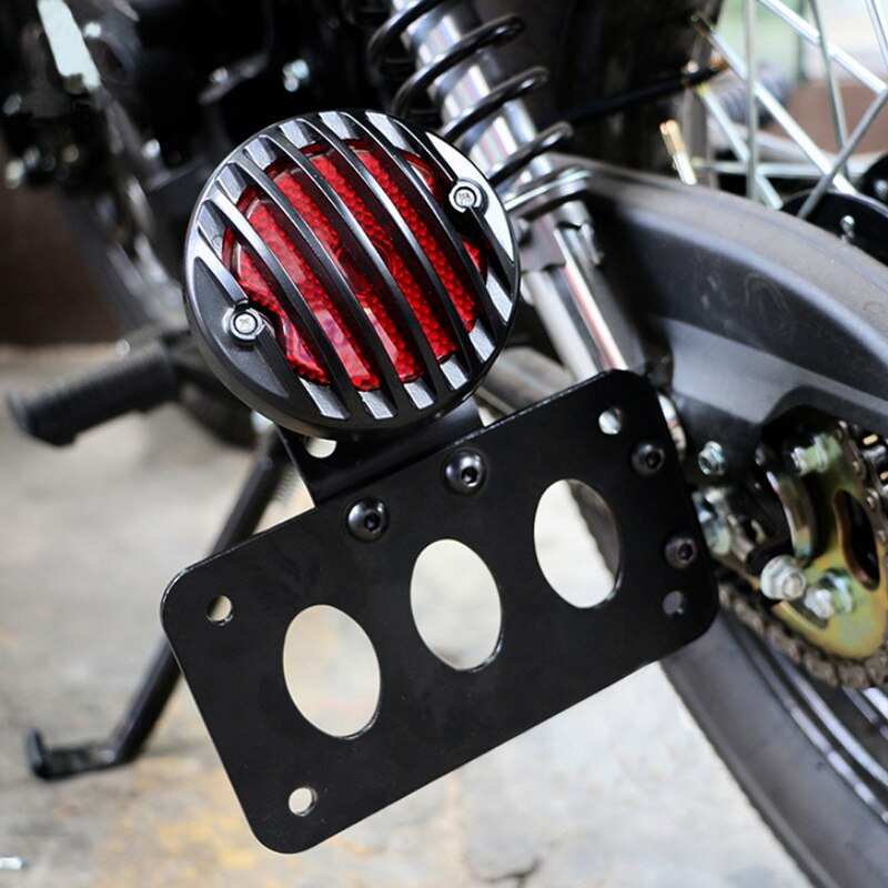 Universele Motorfiets Side Mount Tail Light W/Kenteken Plaat Beugel Voor Harley Sportster Stop Achterlicht