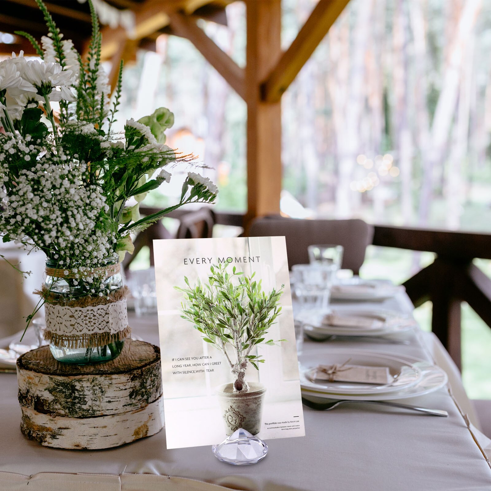 Diamant Plaats Kaarthouders Acryl Tafel Nummer Houders Crystal Wedding Tafel Kaart Staat Voor Party Bruiloft Tabel Decor 24Pcs