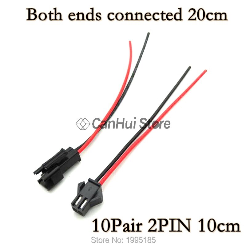 Conector de cable macho a hembra, 2-5 pares, 10/15/20cm, JST SM 2P 3P 4P, tiras LED, conectores de controlador de lámpara, adaptador rápido: 10Pair 2PIN 10cm
