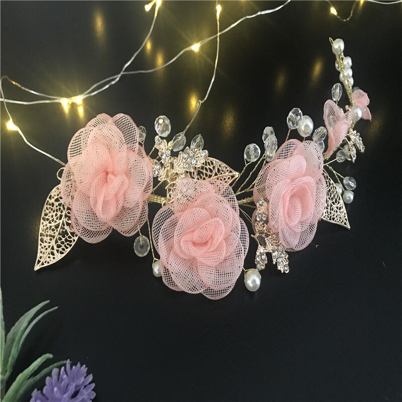 Diadema de flores azul Aqua hecha a mano, diadema de perlas para boda, diademas para desfile nupcial, accesorios para la cabeza para mujeres, Tiaras de joyería