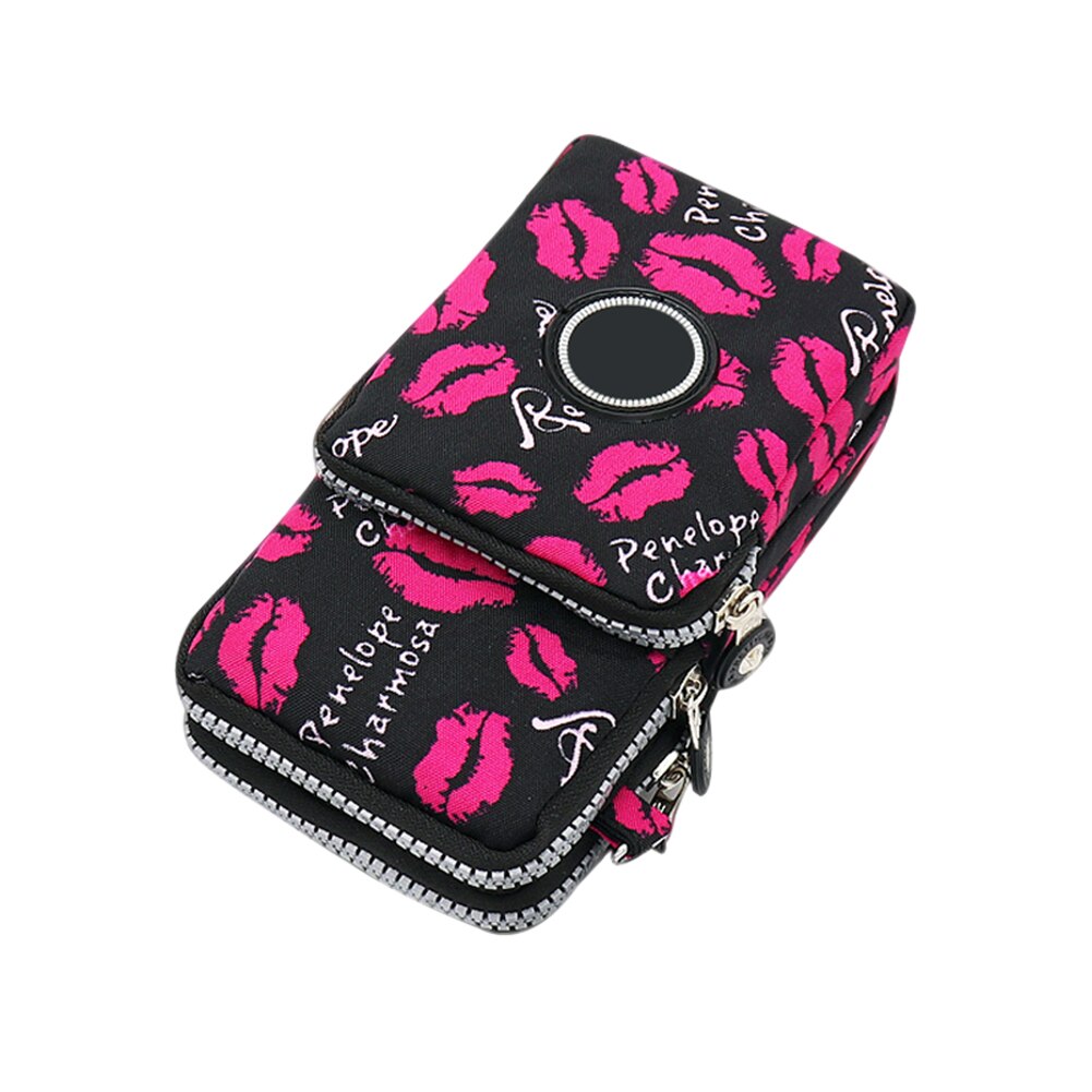 Dames messenger crossbody tas portemonnee handtas telefoonhoesje rits casual schoudertas portemonnee sci 88: Lippenafdruk