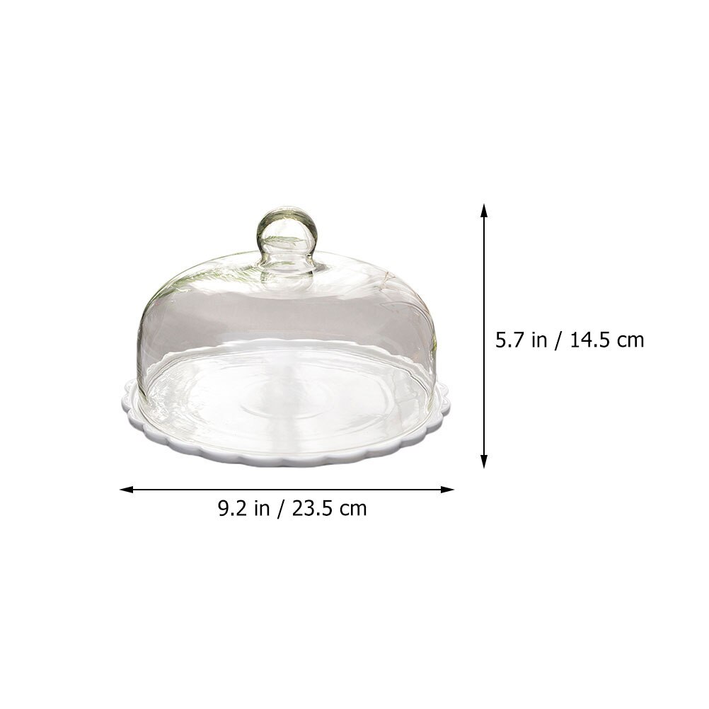 Transparent Cake Glass Cover Dustproof Cake Display Lid Durable Food Protective Cover Wedding Party Pastry Bread Tray: B