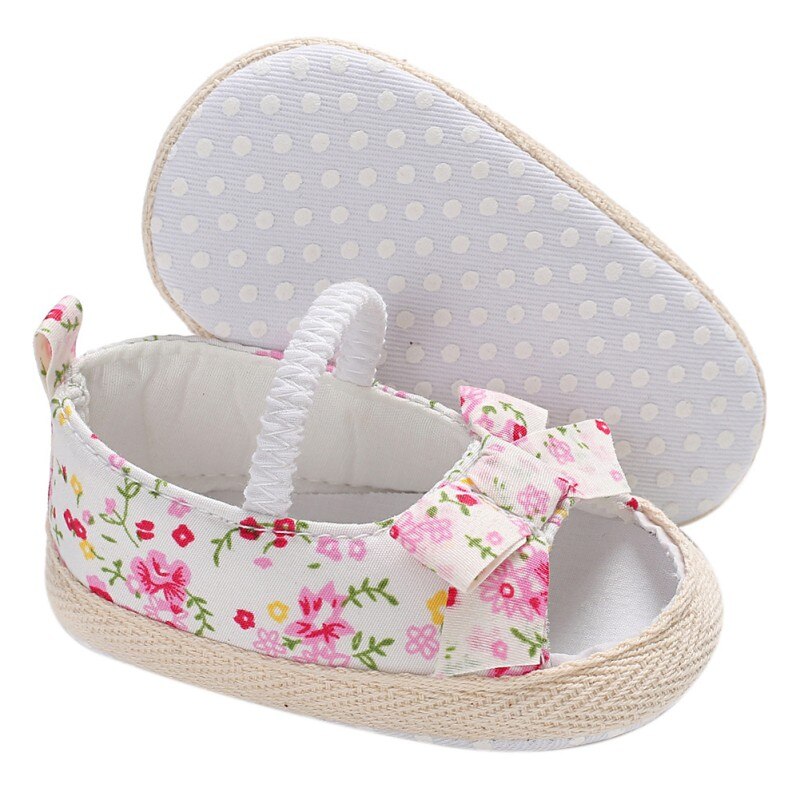 Zomer Kindje Zomer Bloemenprint Boog Baby Meisje Sandalen Anti-Slip Soft Sole Bodem Lopen Prinses Schoenen Eerste Wandelaars