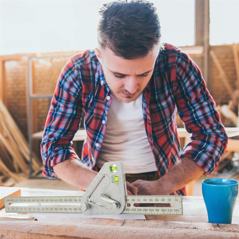 Stainless Steel Woodworking Triangle Ruler Angle Protractor Square Measuring Ruler Miter For Framing Building Carpenter Tools