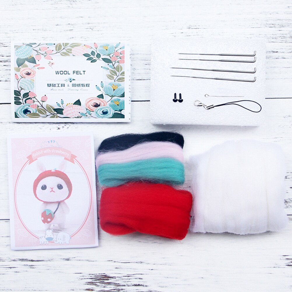 Niet-Afgewerkte Vilt Kit Watermeloen Konijn Leuke Hond Kat Dier Wol Naaldvilten Mode Handgemaakte Diy Pop Speelgoed Materiaal pakket
