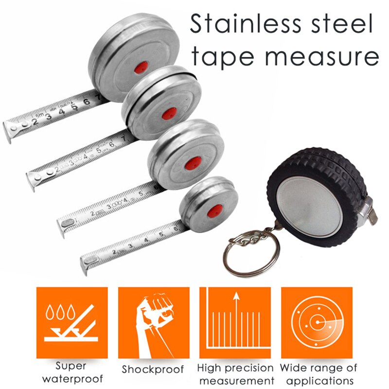 1M/2M/3M/5M Rvs Shell Staal Coil Drie Cirkel Tape Measurestainless staal Shell Staal Tapemetal Shell Meetlint