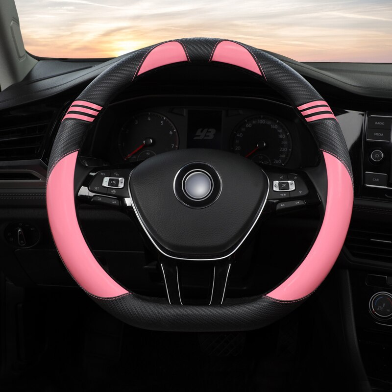 Fundas de volante de coche de cuero ecológico de cobertura completa, Funda de cuero PU para volante de ford ranger s-max smax tourneo connect