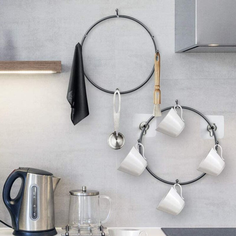 Mural Porte-Gobelet À Café (9.8 pouces/3 pièces) Rond Porte-gobelet Avec tasse à café Rack De Stockage Et Rack De Stockage