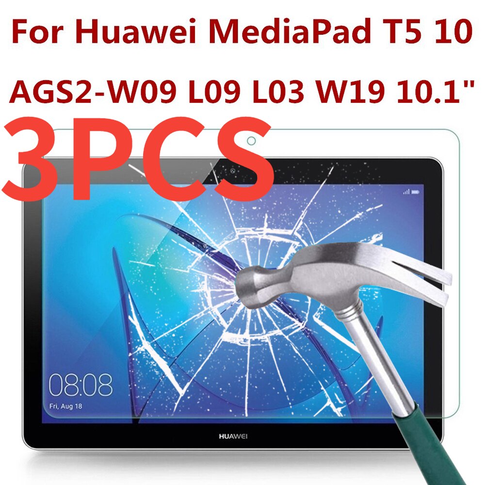 3 sztuk szkło hartowane dla Huawei MediaPad T5 10 tablet film AGS2-W09 L09 L03 W19 10.1 cali bańka darmo ekran ochronny