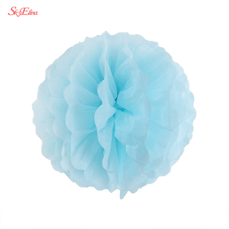 10 Pcs 6 Inch 15 Cm Kunstmatige Bloemen Tissuepapier Pom Poms Papieren Bloemen Ball Pompom Bruiloft Verjaardag Decoratie Partijen 5Z: light blue