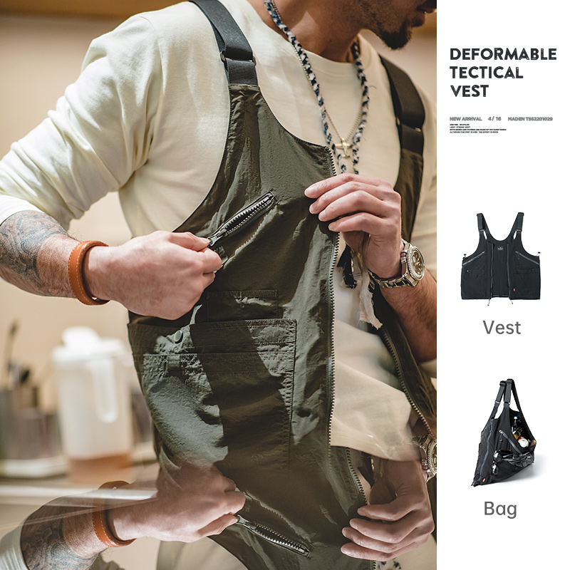 Maden Workwear retro Multi Tasche ärmellose Nylon Weste draussen funktionale Dual-Zweck-Tasche Mantel für Männer 2023